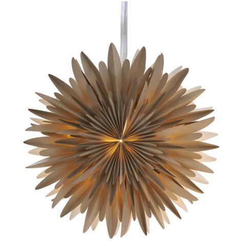 Großer Papierstern ,Winter' in Beige, gold gepunktet, 3-lagig, dekorative Falz, Ø 60cm