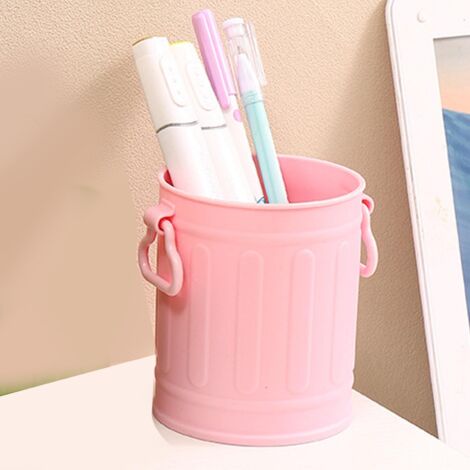 Großer, pinkfarbener Stiftehalter aus Kunststoff, tragbarer Stiftehalter für Kosmetik, Büro, Wohnzimmer, Zuhause