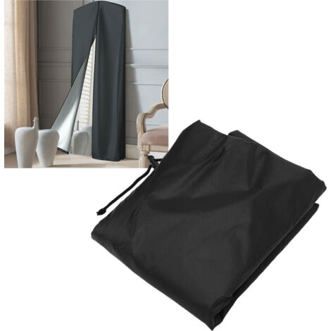 Großer Spiegelschutz aus wasserdichtem 210D-Polyester mit Reißverschluss und Kordelzug für Spiegel im Fitnessstudio oder Wohnzimmer, Schwarz (24 x 2 x 64 Zoll)