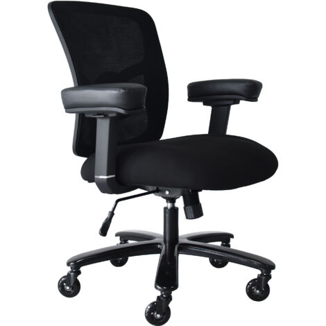 Großer und robuster Bürostuhl (227 kg) – Ergonomischer Netz-Bürostuhl, strapazierfähiger Computerstuhl – breite Sitzfläche, verstellbare Lendenwirbelstütze, Metallfußkreuz, Gummirollen, 4D-Armlehnen