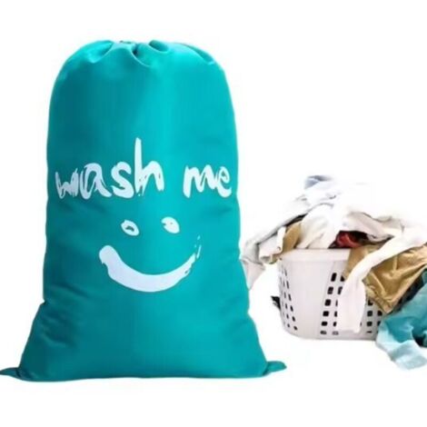 Großer Wäschesack, 120 l, faltbar, mit Kordelzug und Smiley-Gesicht, leichter, faltbarer Wäschesack für Hotel- und Schlafsaalreisen
