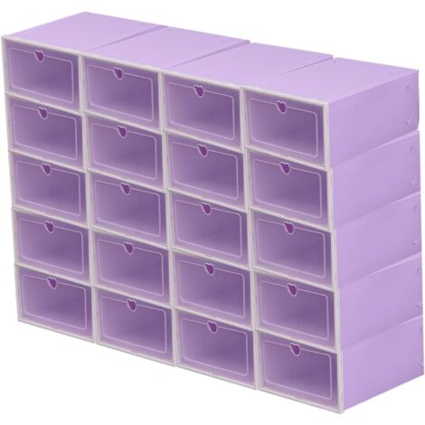 Großes 20er Pack Schuhbox Schuhkarton Klare Schuhaufbewahrungsboxen Plastik Stapelbar Platzsparend Faltbar Schuhregal Sneaker Container Bin Holder,33  23  14cm pro (20 Lila)