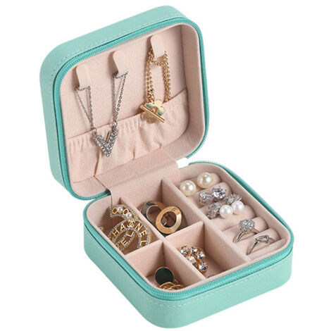 Großes, kratzfestes Reise-Schmuckkästchen – Tragbarer Organizer, Blau, 10 x 10 x 5 cm – Ideal für Reisen