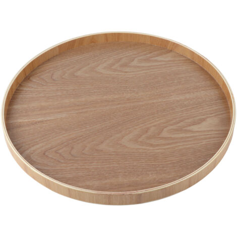 Großes, rundes schwarzes Teetablett von Aramox aus Holz, wunderschönes, modernes und elegantes Serviertablett, extra großes dekoratives Tablett im Cape-Stil, 35,5 cm Durchmesser, ideal für Tee- und Ka