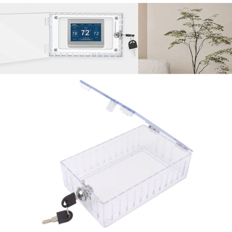 Großes Thermostat-Schutzgehäuse (H 24 cm) mit Schlüssel – Transparente Acrylabdeckung zur Wandmontage und sicheren Befestigung