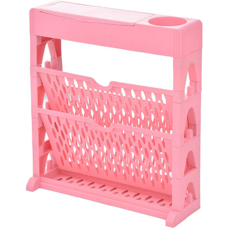 Großes, zweistöckiges rosa Bücherregal/Bücherschrank mit viel Stauraum für Wohnzimmer/Schlafzimmer