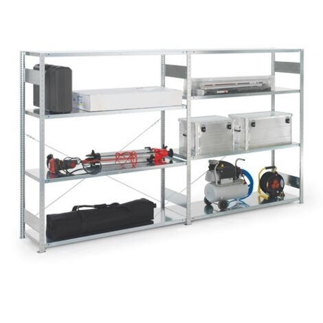 Großfachsteckregal H2000xB1700xT600 mm Anbauregal 4 Stahlböden verzinkt silber