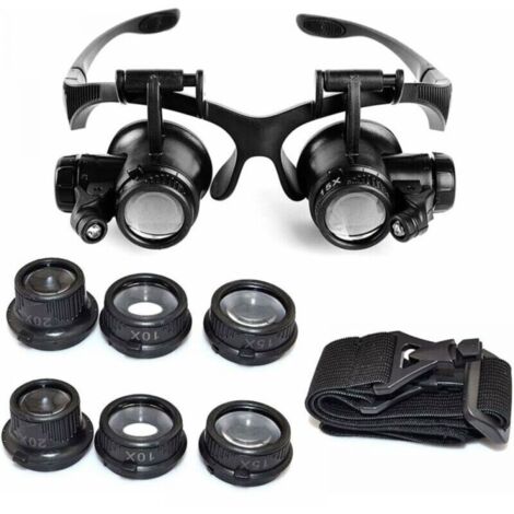 Grossissement 10X 15X 20X 25X, Loupe à lumière LED réglable pour bijoutiers horlogers