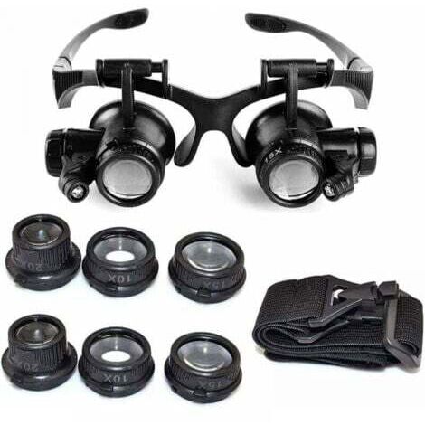 Grossissement 10X 15X 20X 25X, Loupe à lumière LED réglable pour bijoutiers horlogers