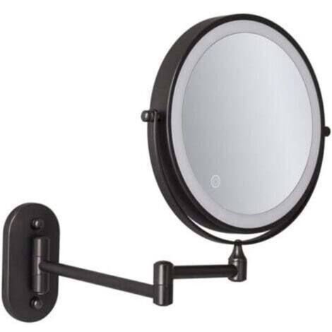 Grossissement LED pour miroir mural de 8 '', rechargeable par USB avec 1X/7X, noir