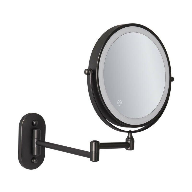 Grossissement LED pour miroir mural de 8 '', rechargeable par USB avec 1X/10X, noir
