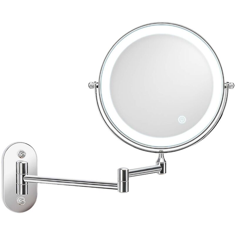 Grossissement led pour miroir mural de 8 '', rechargeable par usb avec 1X/7X, Blanc