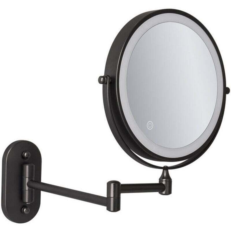 Grossissement led pour miroir mural de 8 '', rechargeable par usb avec 1X/7X, noir