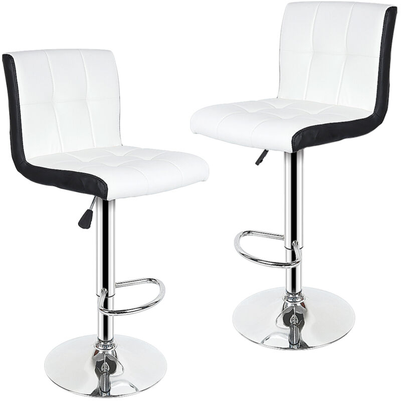 Jeobest - Lot de 2 tabourets de bar chaises de bar maison réglable de hauteur pour Bar Comptoir ou Cuisine- blanc noir