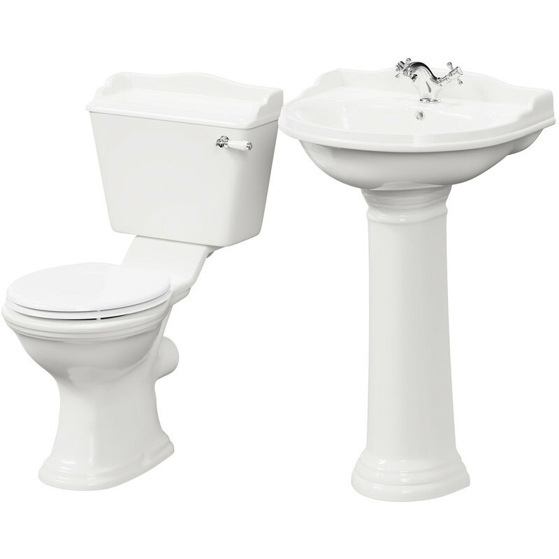 Grosvenor Traditional 500mm Full Pedestal Basin and Toilet Suite