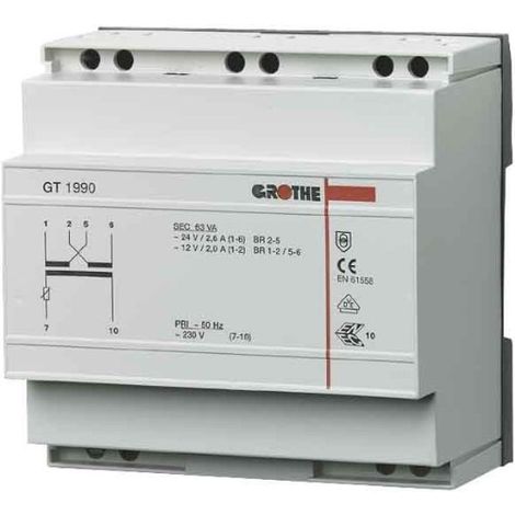 GROTHE TRANSFORMATEUR POUR SONNETTE 12/24 V AC, 5,2/2,6 A, GT1990, 1512009 14160