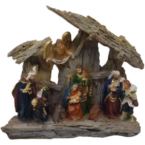 Grotta con Natività in Resina 22x5x20 cm con Luce Led 12111