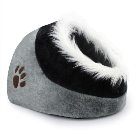 Grotte pour Animaux en Peluche, Maison pour Chat, 41 x 38 x 26 cm, Gris, Matériau: PP, éponge douce - Gris