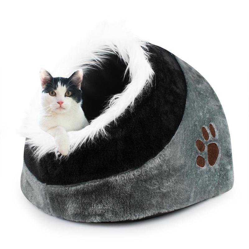 Grotte Pour Animaux En Peluche Maison Pour Chat 48 X 43 X 32 Cm Gris Materiau Pp Eponge Douce Hp