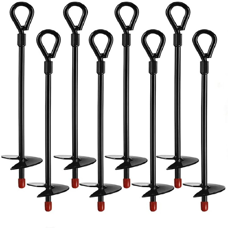 Kartokner - Ground Anchors, Heavy Duty Earth Anchors for 15 Inch Augers, Ground Anchor Sets for Tents, Canopies, Shelters, Trampolines and Swings (8