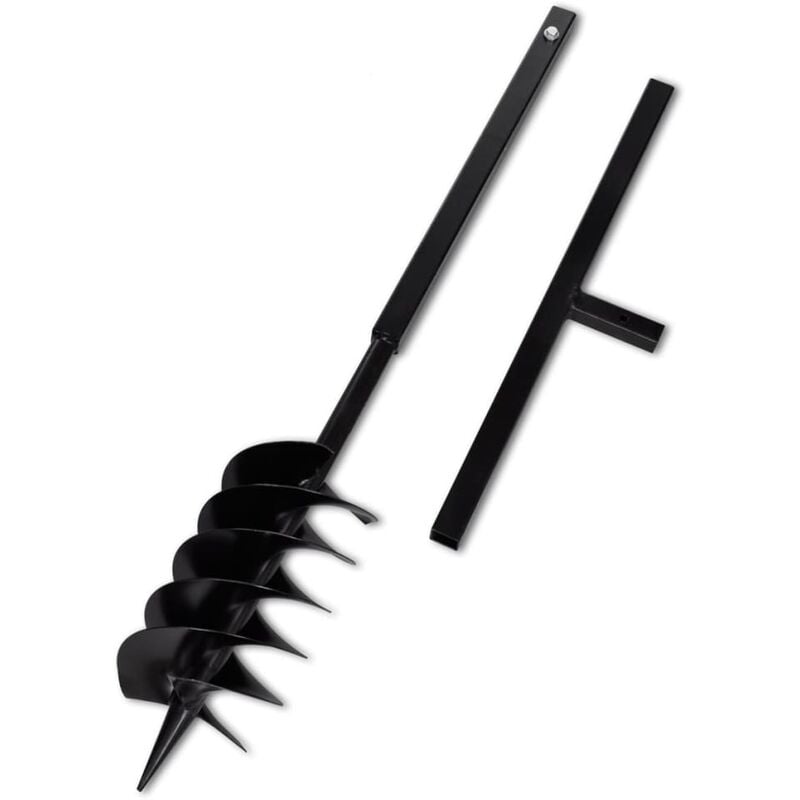 Ground Drill with Handle Auger Bit 150 mm Three Spirals Steel Black Vidaxl