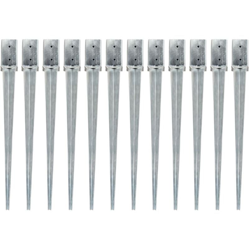 Vidaxl - Ground Spikes 12 pcs Silver 8x8x91 cm Galvanised Steel