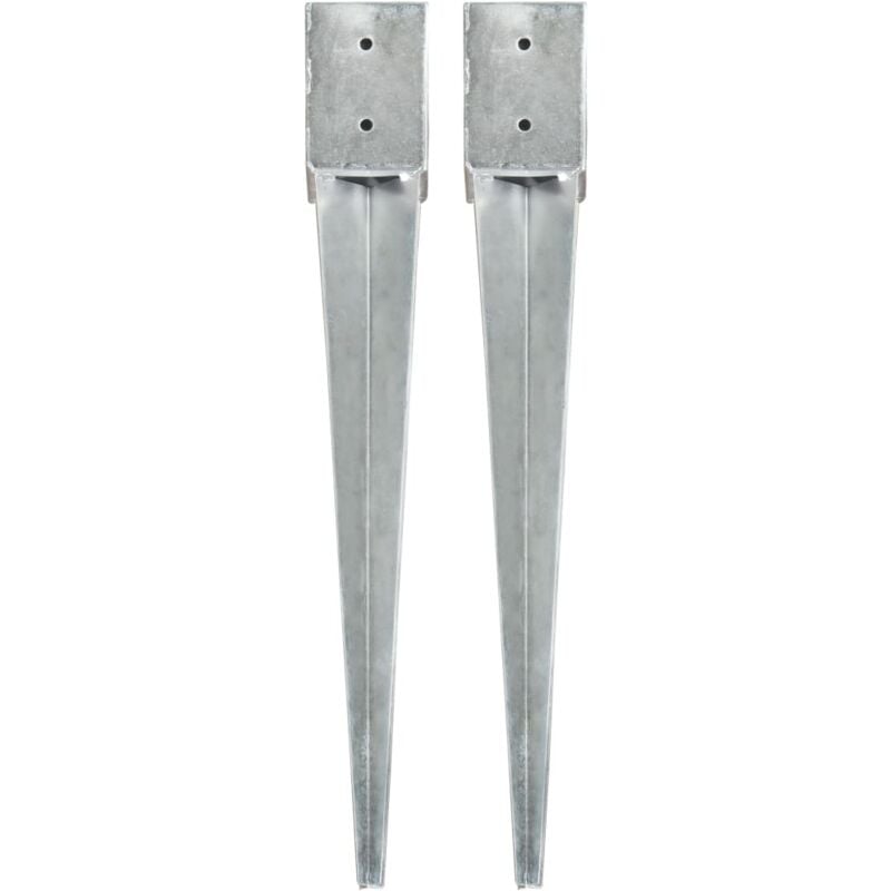 Vidaxl - Ground Spikes 2 pcs Silver 10x10x76 cm Galvanised Steel