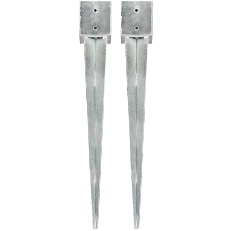 Ground Spikes 2 pcs Silver 12x12x89 cm Galvanised Steel Vidaxl