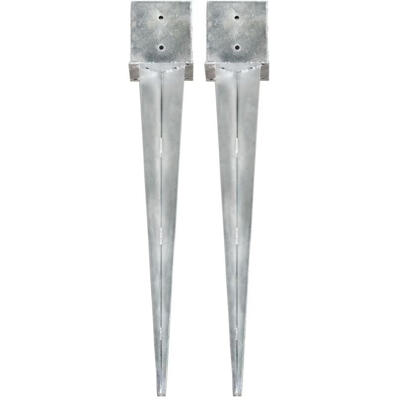 Ground Spikes 2 pcs Silver 14x14x91 cm Galvanised Steel Vidaxl