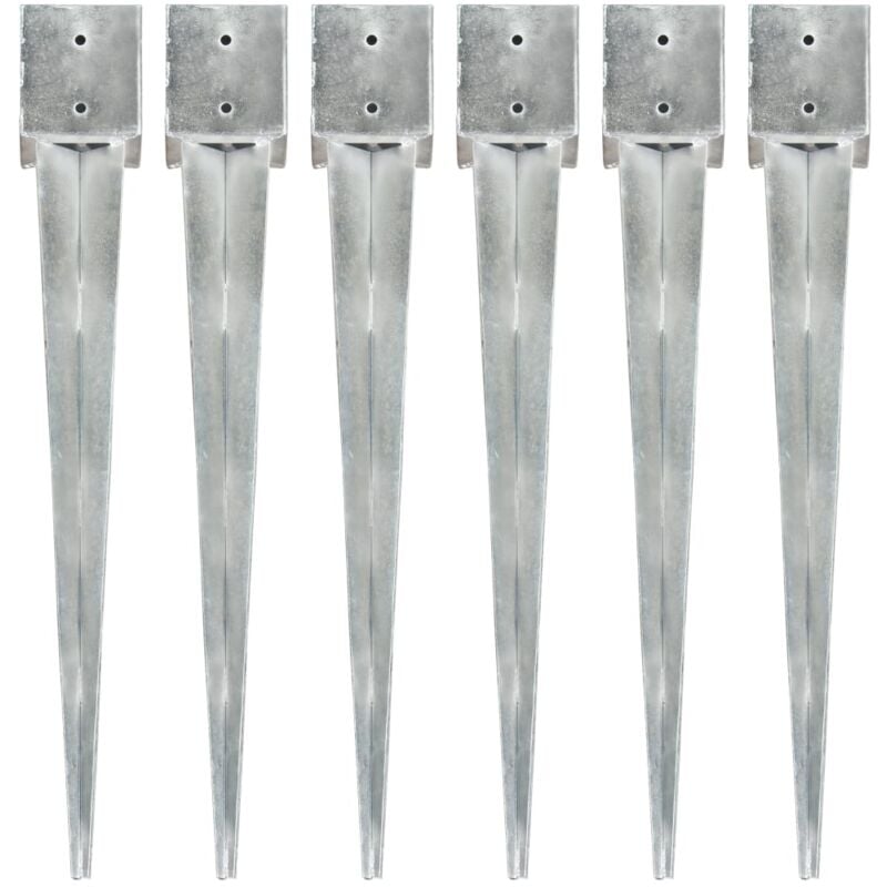 Vidaxl - Ground Spikes 6 pcs Silver 12x12x89 cm Galvanised Steel