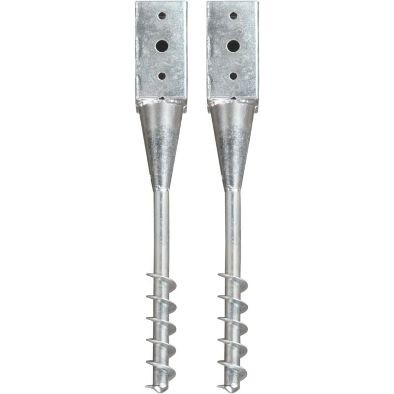 Ground Spikes 2 pcs Silver 7x7x56 cm Galvanised Steel Vidaxl