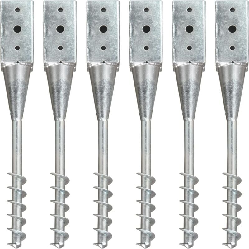 Ground Spikes 6 pcs Silver 7x7x56 cm Galvanised Steel Vidaxl