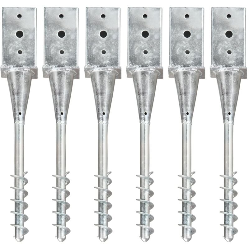 Vidaxl - Ground Spikes 6 pcs Silver 8x8x57 cm Galvanised Steel