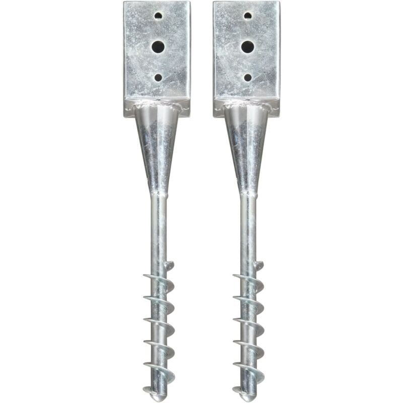 Ground Spikes 2 pcs Silver 9x9x56 cm Galvanised Steel Vidaxl