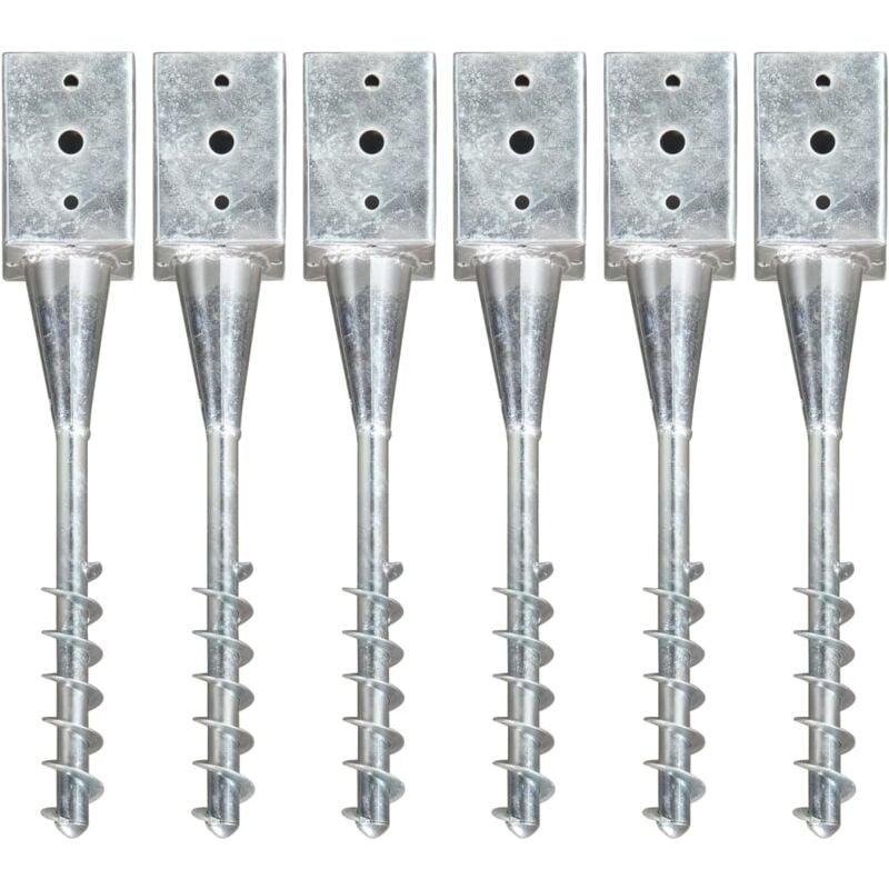 Vidaxl - Ground Spikes 6 pcs Silver 9x9x56 cm Galvanised Steel