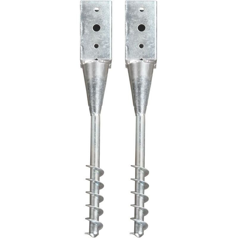 Ground Spikes 2 pcs Silver 10x10x57 cm Galvanised Steel Vidaxl