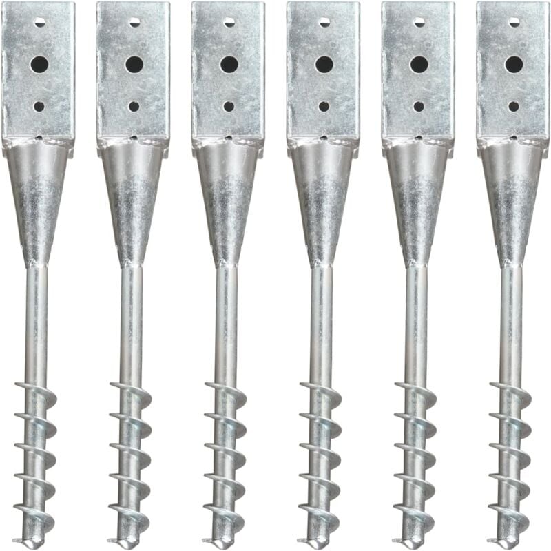 Ground Spikes 6 pcs Silver 10x10x57 cm Galvanised Steel Vidaxl