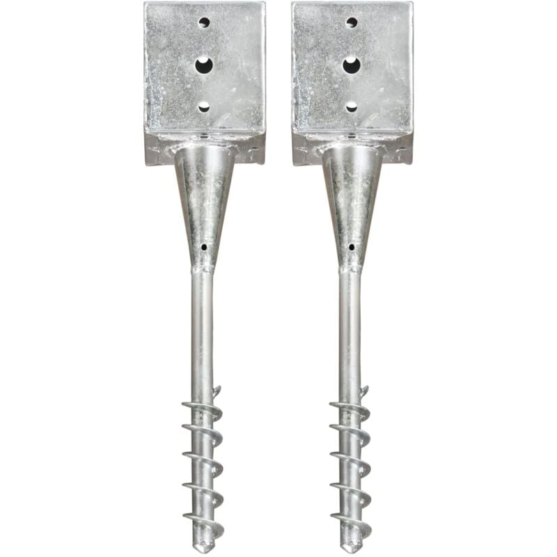 Vidaxl - Ground Spikes 2 pcs Silver 12x12x56 cm Galvanised Steel