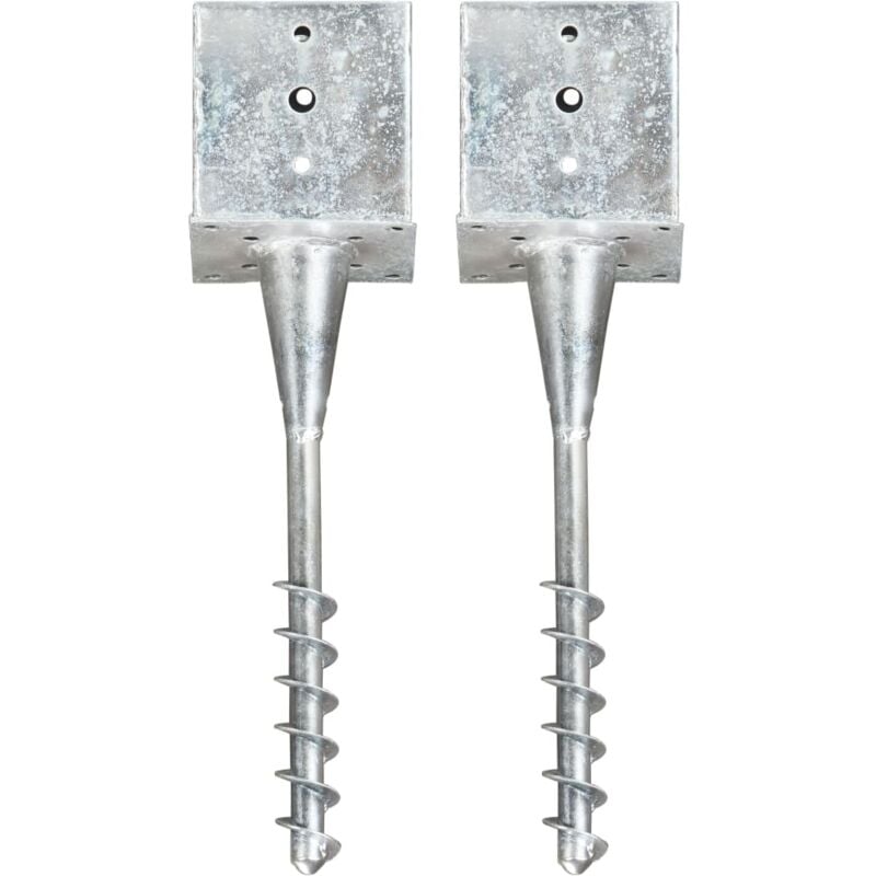 Vidaxl - Ground Spikes 2 pcs Silver 14x14x58 cm Galvanised Steel