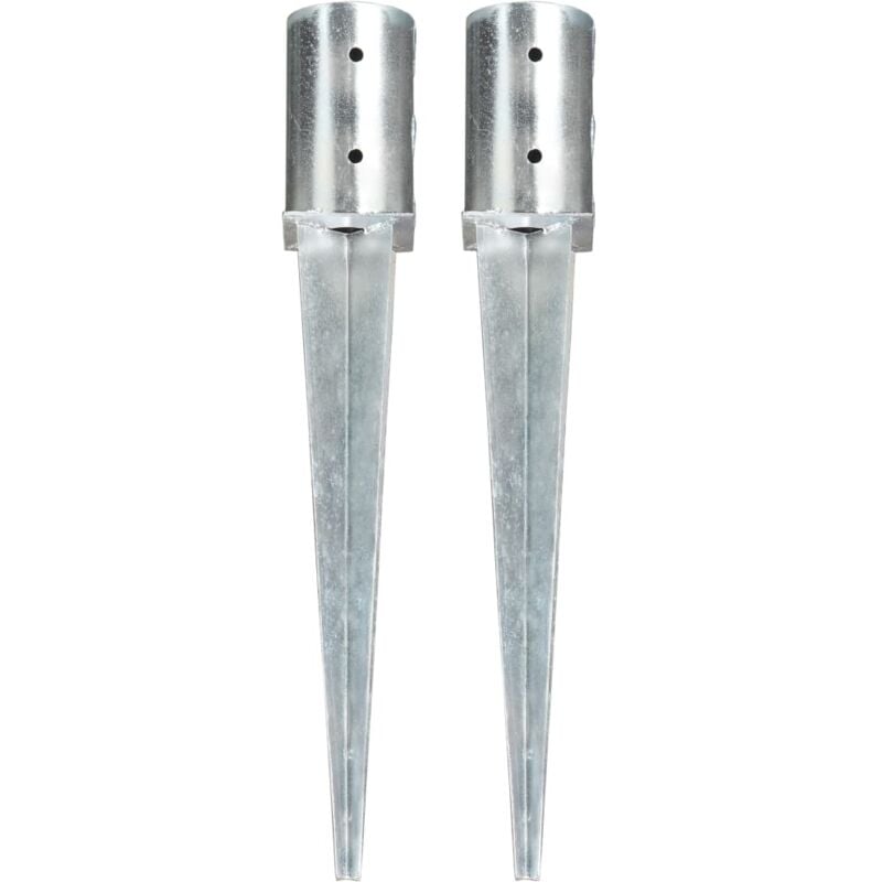 Ground Spikes 2 pcs Silver 8x61 cm Galvanised Steel Vidaxl