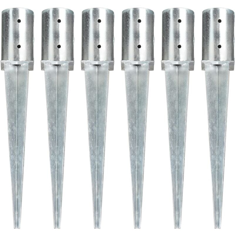 Ground Spikes 6 pcs Silver 8x61 cm Galvanised Steel Vidaxl