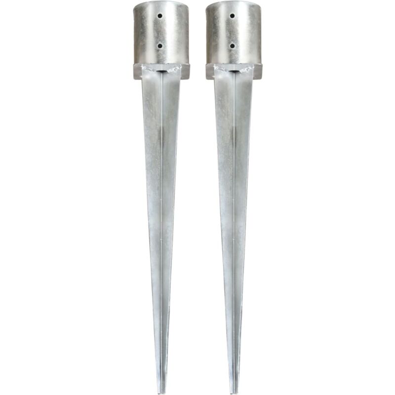 Ground Spikes 2 pcs Silver 12x91 cm Galvanised Steel Vidaxl