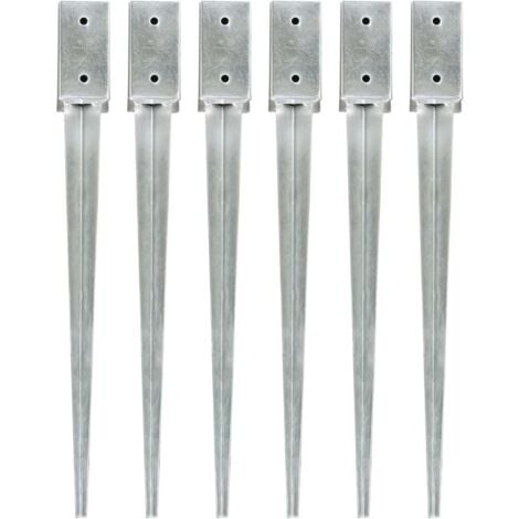 Ground Spikes 6 pcs Silver 7x7x75 cm Galvanised Steel vidaXL