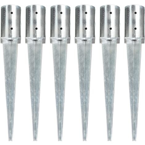 Ground Spikes 6 pcs Silver 8x61 cm Galvanised Steel vidaXL