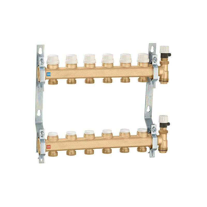 Collecteurs avec vannes d'arrêt et de préréglage 3 sorties Caleffi 6626C5 1" - 3