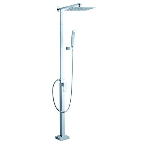 Groupe de douche orientable finition chromée avec pomme de douche et douchette h.230 cm