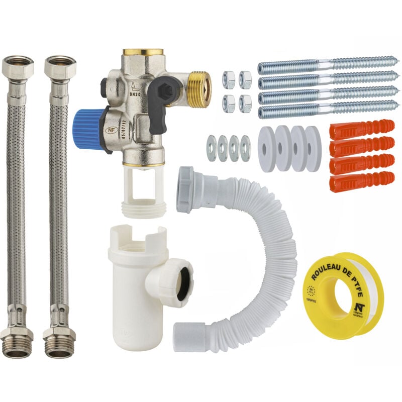 Groupe de sécurité siège inox NF NOYON & THIEBAULT Droit + kit raccordement / fixation