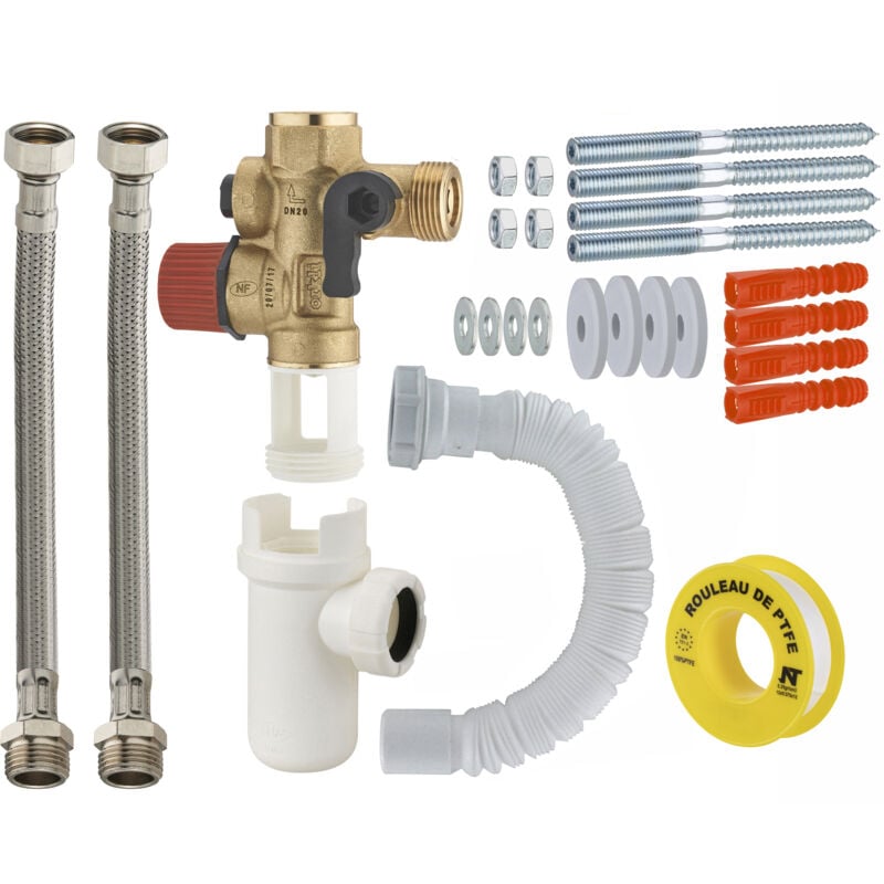 Groupe de sécurité siège inox nf Noyon&thiebault Droit + kit raccordement / fixation