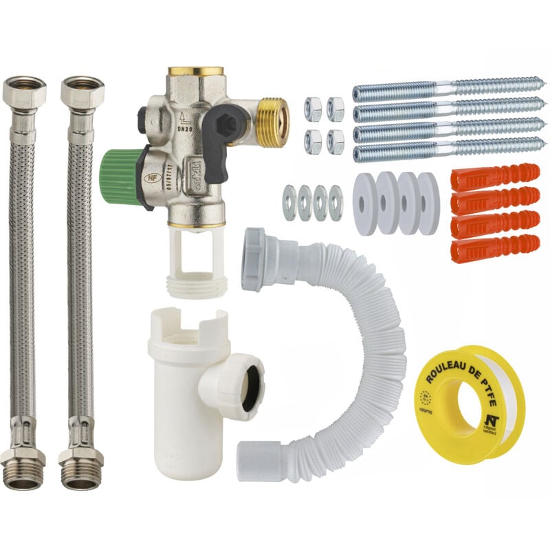 Groupe de sécurité siège inox nf Noyon&thiebault Droit + kit raccordement / fixation