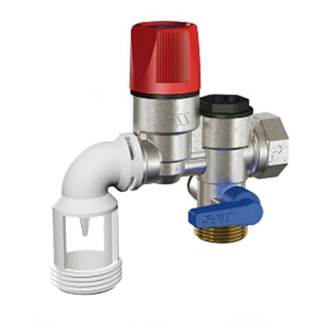 WATTS Groupe de Sécurité coudé 7 bar siège inox - Avec raccordement eau froide et chauffe-eau filetage 20/27 - siège inox